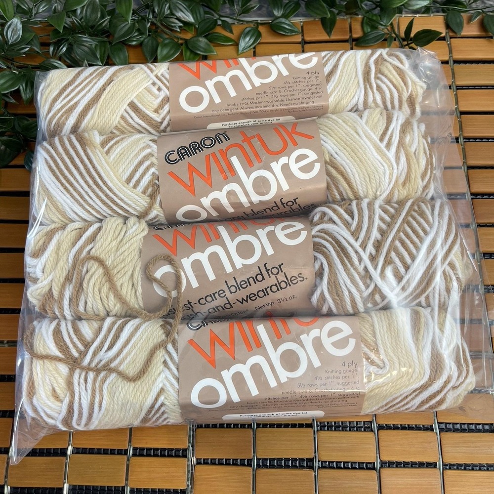 Lot of 4 Vintage Caron Wintuk Ombre Yarn Driftwood 3575 Dye Lot 230664 14 oz NOS